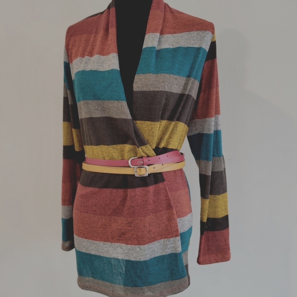 Filly Flair Long Sleeve Cardigan Striped Multicolored M